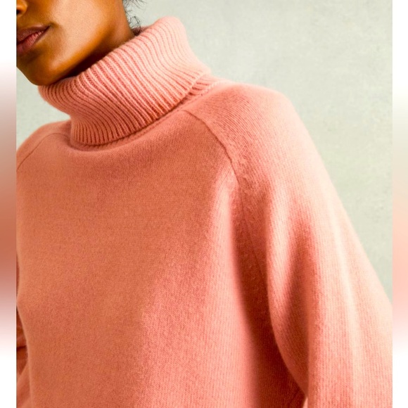 NWT Reiss Eliza Cashmere & Wool Sweater roll neck soft pink small turtleneck - Picture 4 of 9
